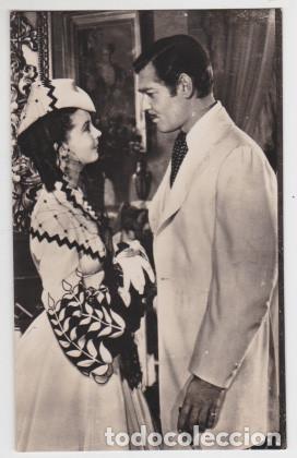 Cine: VIVIEN LEIGH y CLARK GABLE (postal original de los a&ntilde;os 50 de Lo que el viento se llev&oacute;)