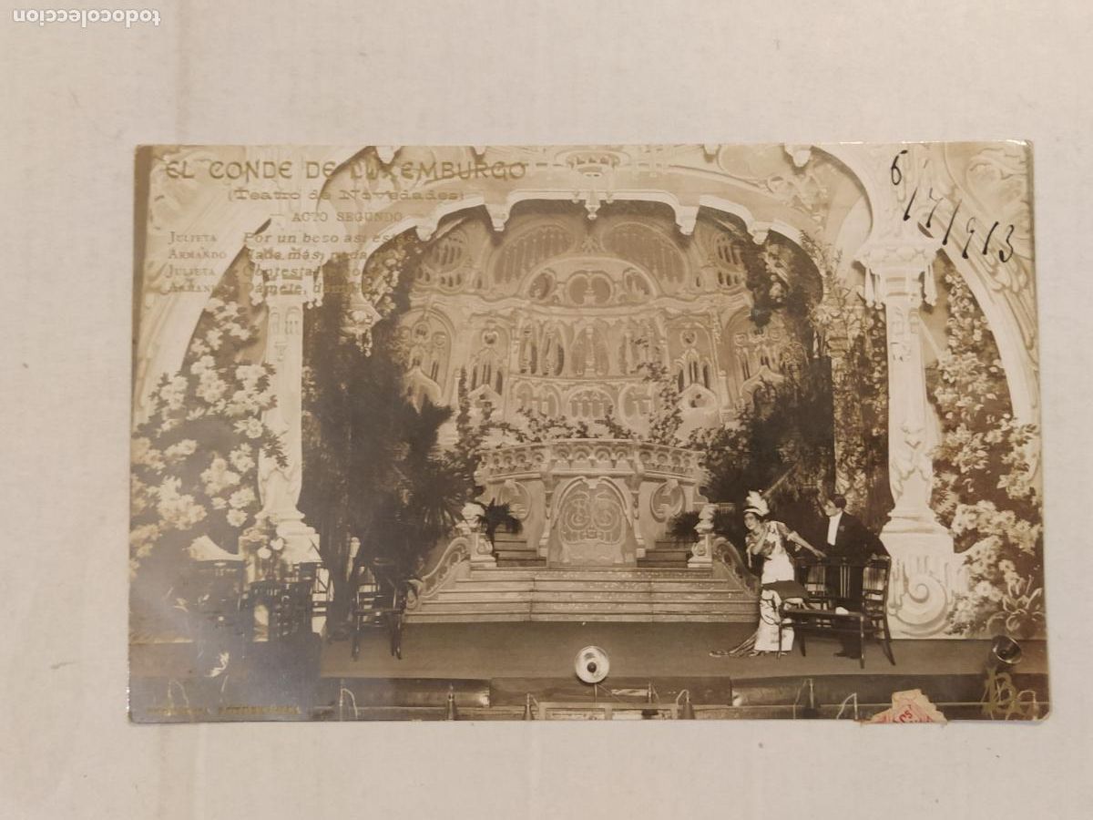 Cine: EL CONDE DE LUXEMBURGO - ACTO 2&ordm; - LB BARTRINA - INDUSTRIAL FOTOGRAFICA - POSTAL ANTIGUA - (116.245)