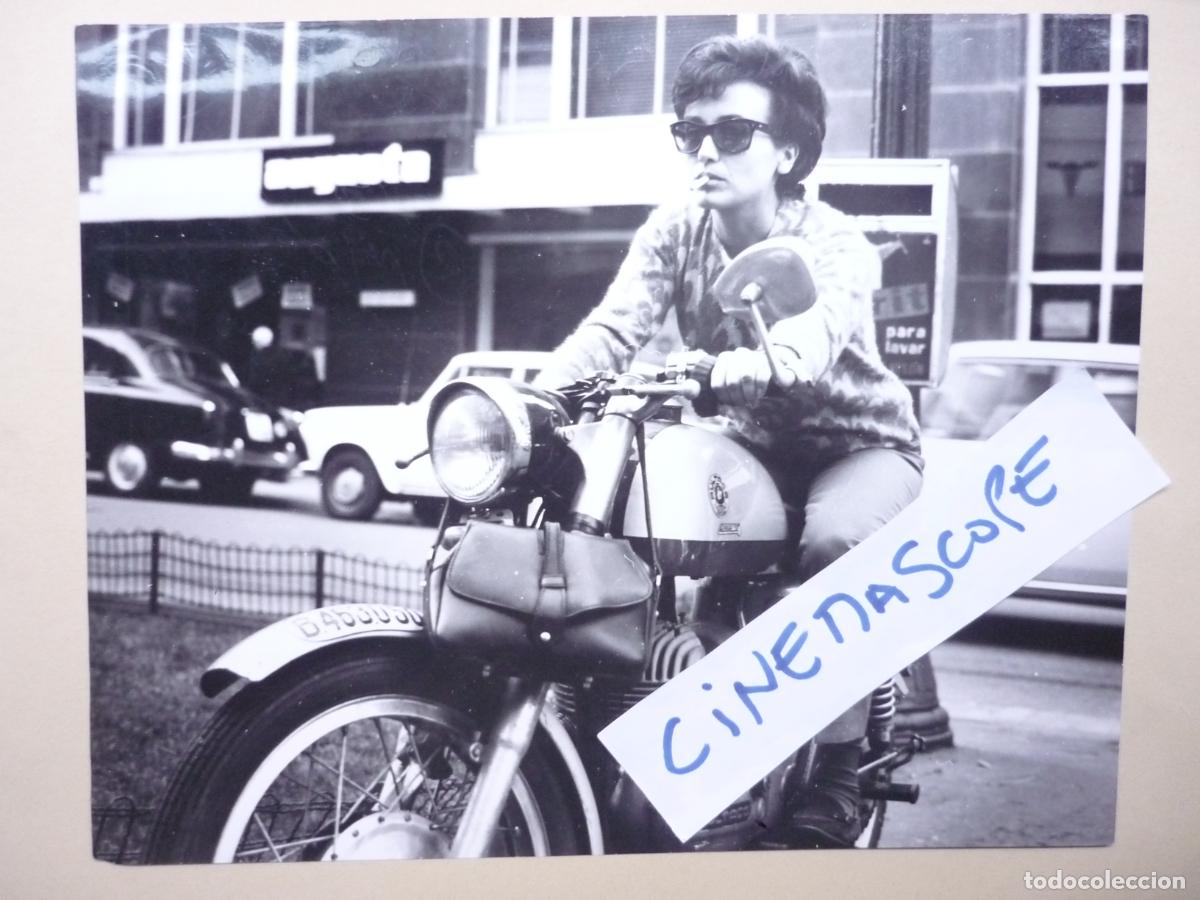 Cine: amparo baro - foto original b/n - actriz - moto bultaco - cine espa&ntilde;ol