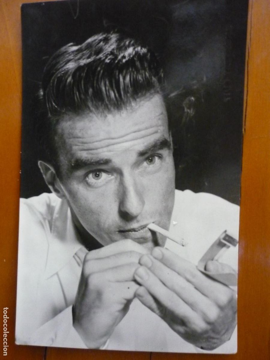 Cine: montgomery clift - postal original b/n - american cinema actor - smoking