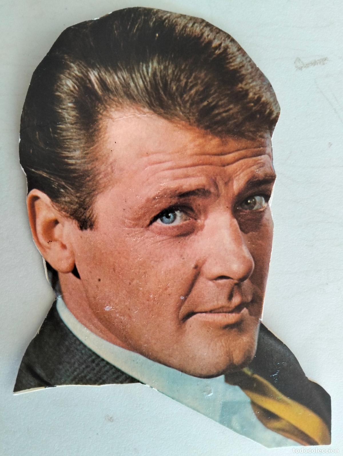 Cine: CARTON FOTOGRAFIA DE ROGER MOORE - EL SANTO, DEDICADA A PALOMI