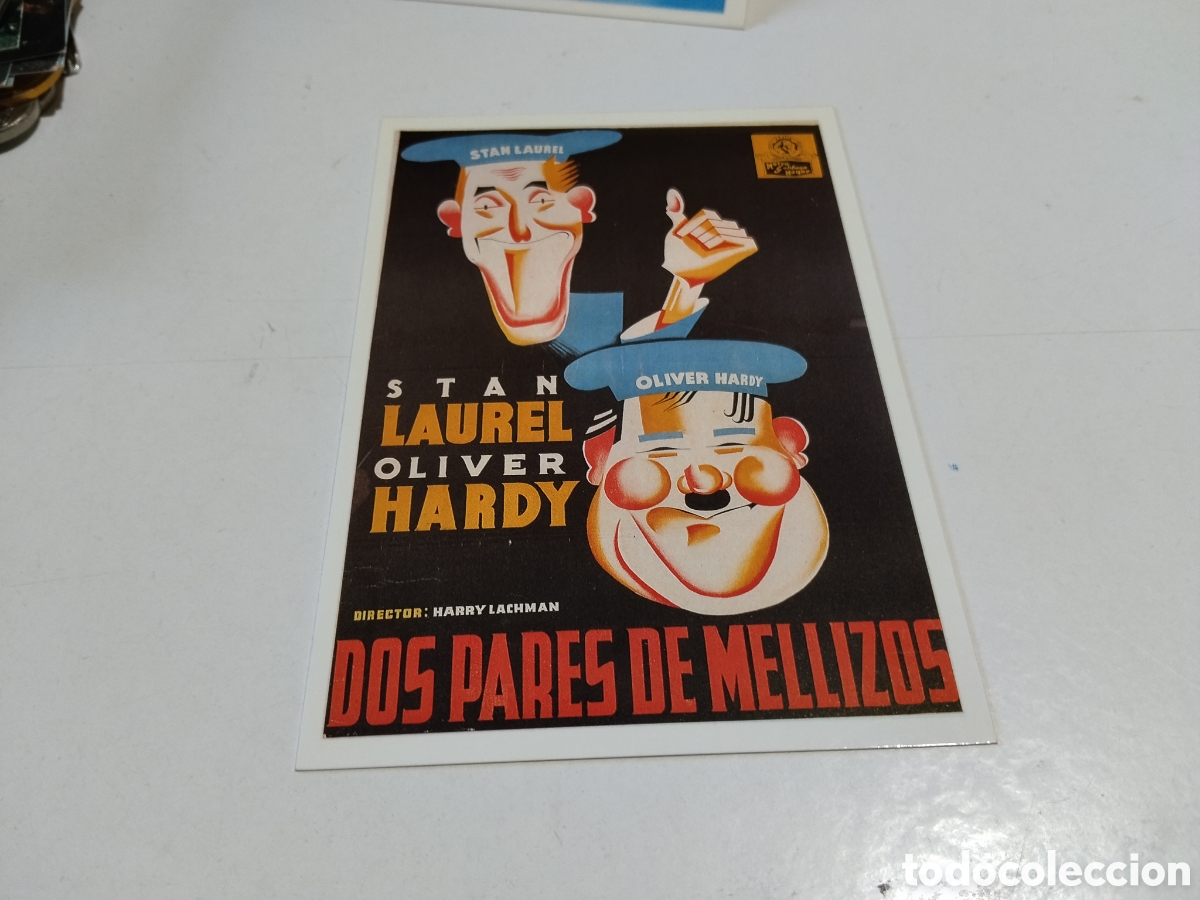 Cine: Postal cine dos pares de mellizos, Stan Laurel y Oliver Hardy