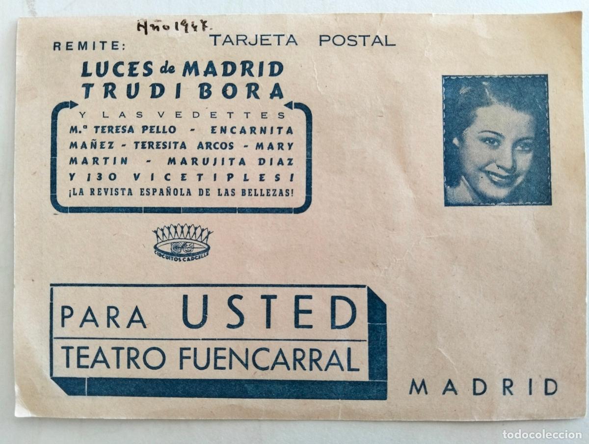 Cine: TARJETA POSTAL PUBLICIDAD, TEATRO FUENCARRAL, LUCES DE MADRID, 1947