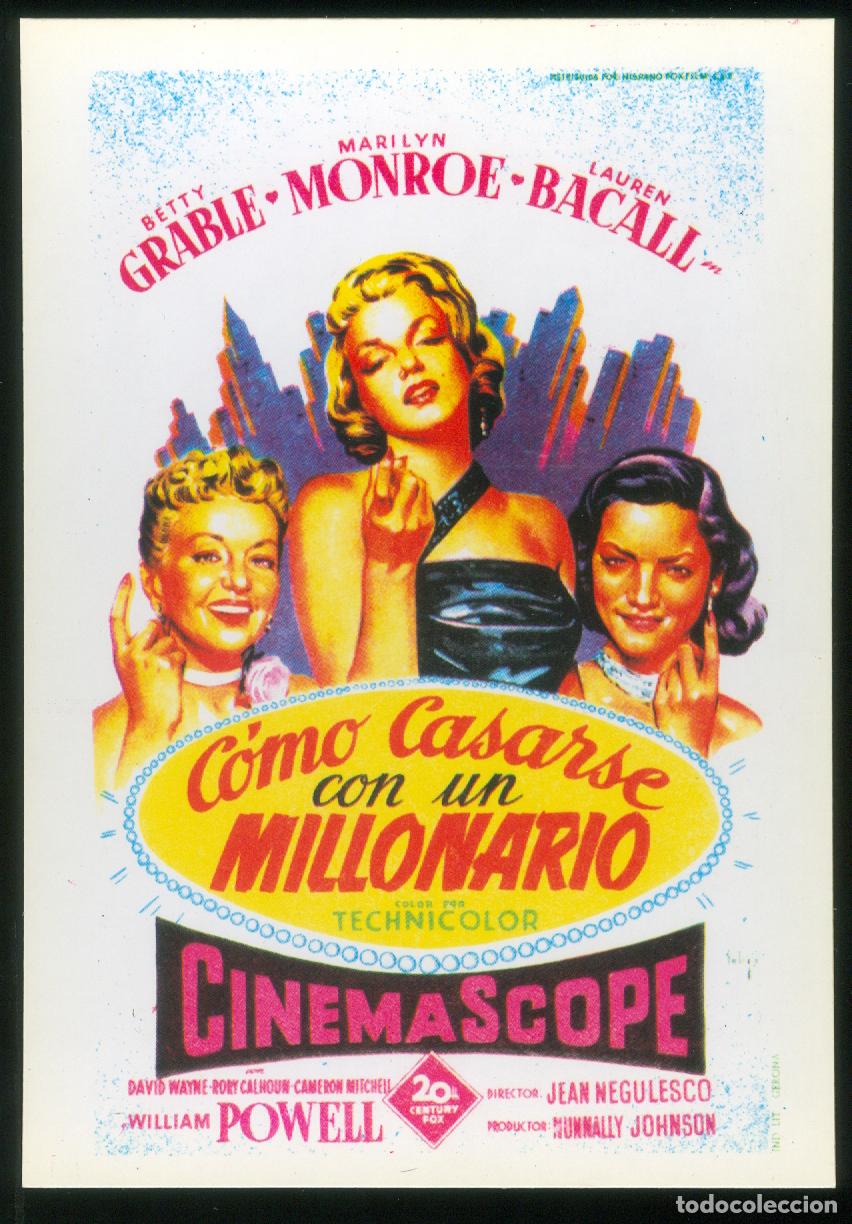 Cine: MARILYN MONROE POSTAL ORIGINAL DE ESPA&Ntilde;A COMO CASARSE CON UN MILLONARIO