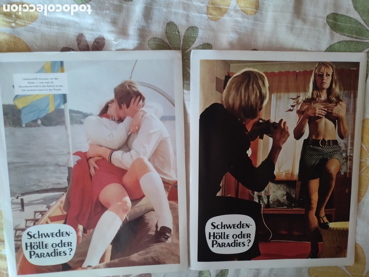 Cine: 4 LOBBY CARDS EN ALEMAN - SUECIA INFIERNO Y PARAISO 1968