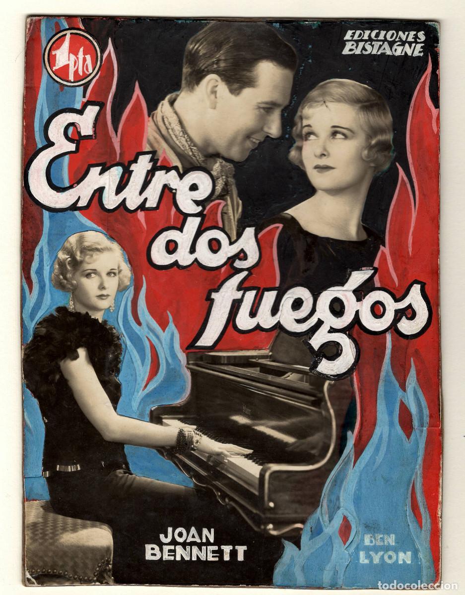 Cin&eacute;ma: Entre dos fuegos. Fotomontaje original. Acuarela y fotograf&iacute;a sobre cart&oacute;n. A&ntilde;o 1932-1933.