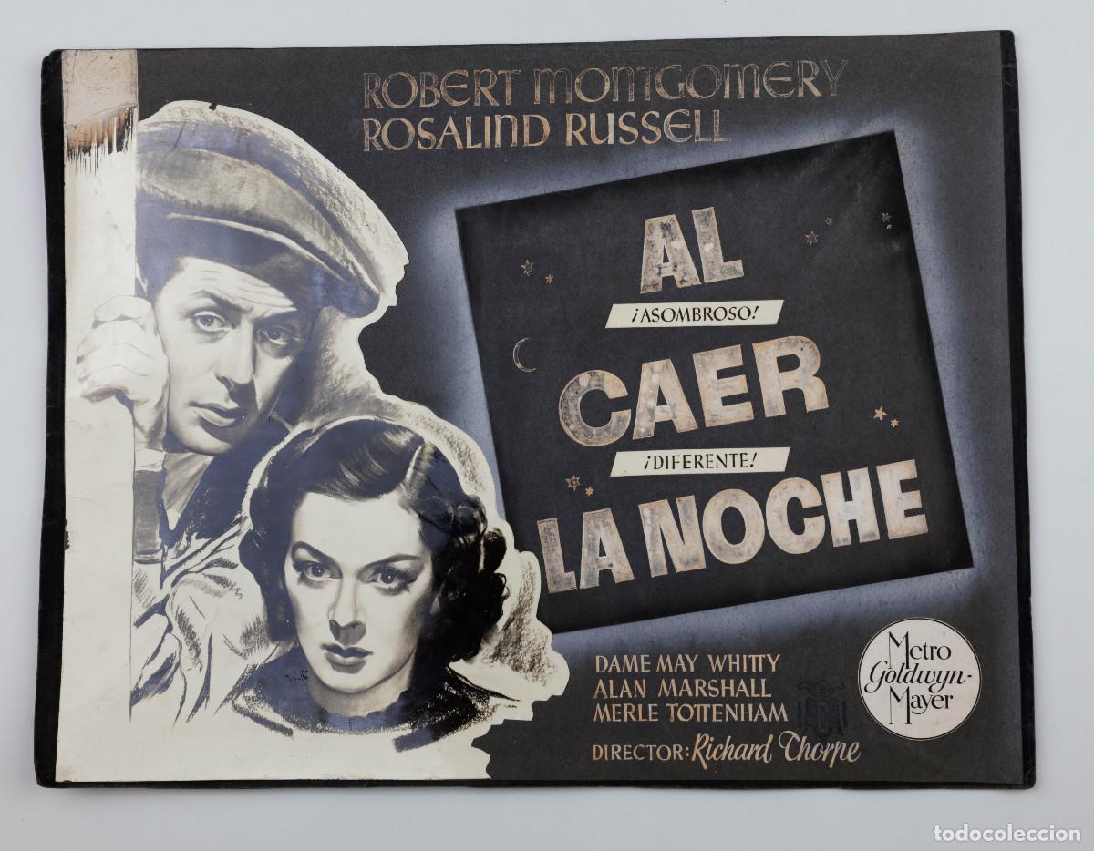Cine: Al caer la noche. Fotomontaje original tinta y fotograf&iacute;a 26x33cm. ca 1940.