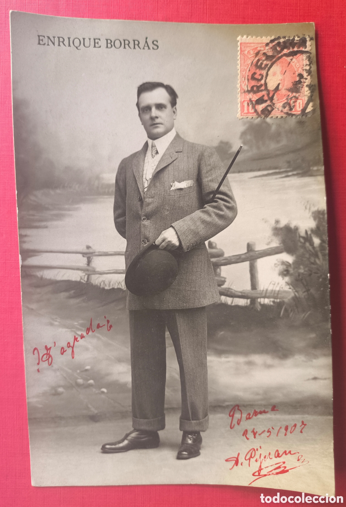 Cine: ENRIC BORR&Agrave;S ACTOR TEATRE POSTAL FOTOGR&Aacute;FICA CIRCULADA 1907