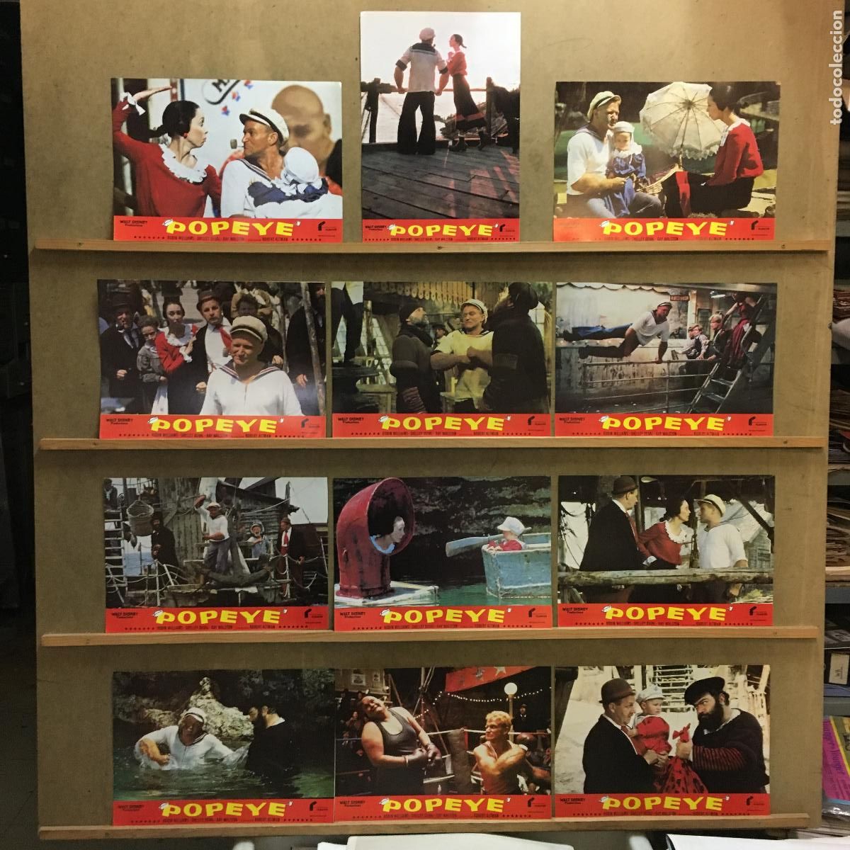 Cine: AFK73 POPEYE ROBIN WILLIAMS SHELLEY DUVAL WALT DISNEY SET COMPLETO 12 FOTOCROMOS ORIGINAL ESTRENO
