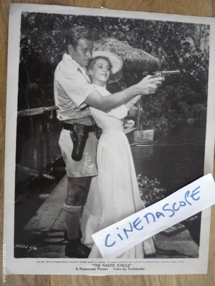 Cine: eleanor parker charlton heston - foto original b/n - cuando ruge la marabunta the naked jungle