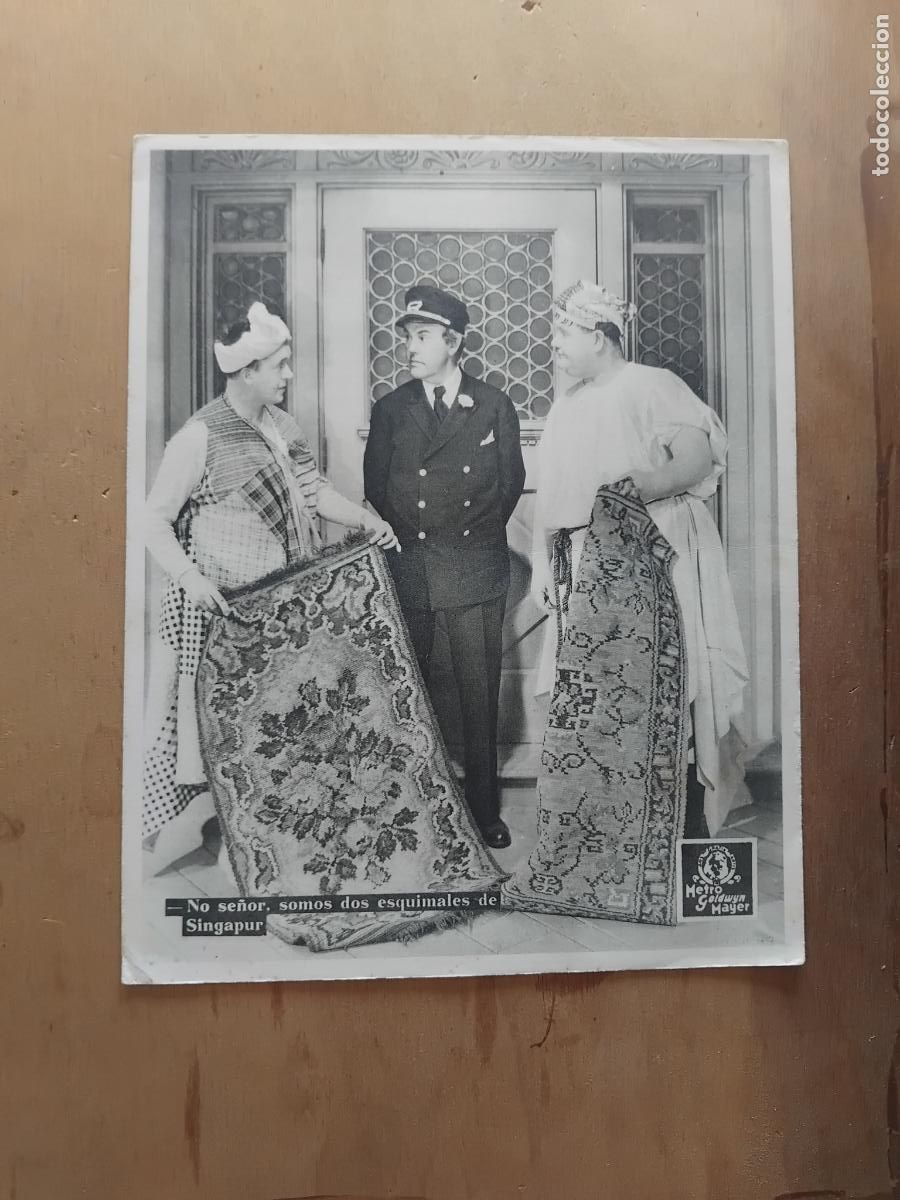 Cine: STAN LAUREL Y OLIVER HARDY FOTOCROMO ORIGINAL ESPA&Ntilde;OL. METRO GOLDWYN MAYER
