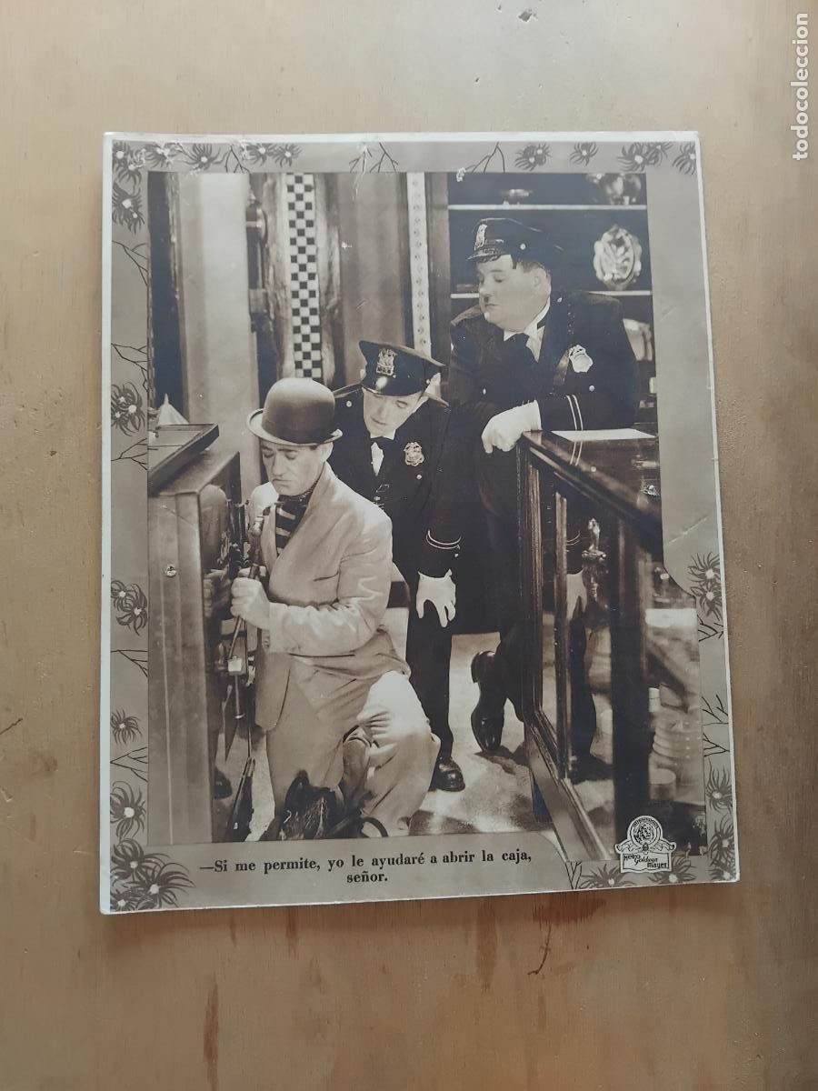 Cine: STAN LAUREL Y OLIVER HARDY FOTOCROMO ORIGINAL ESPA&Ntilde;OL. METRO GOLDWYN MAYER
