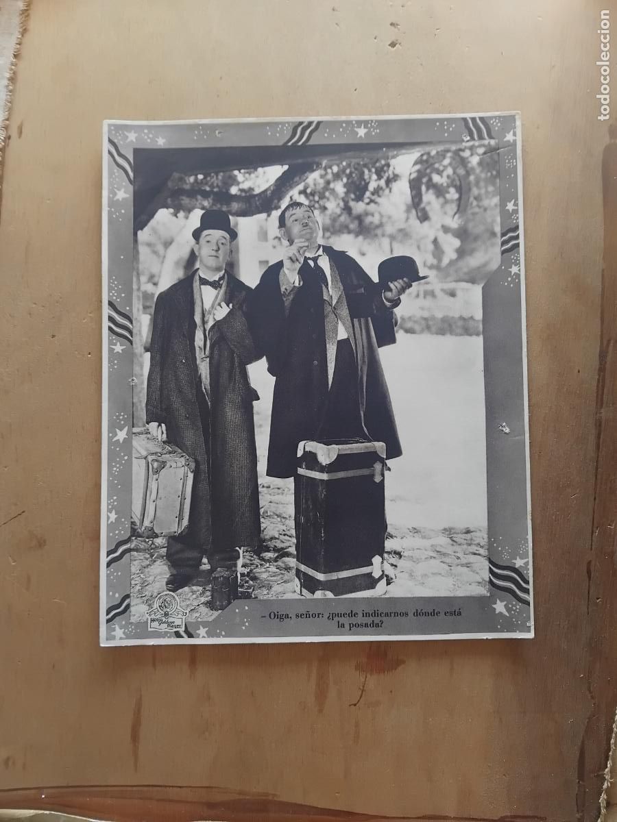Cine: STAN LAUREL Y OLIVER HARDY FOTOCROMO ORIGINAL ESPA&Ntilde;OL. METRO GOLDWYN MAYER