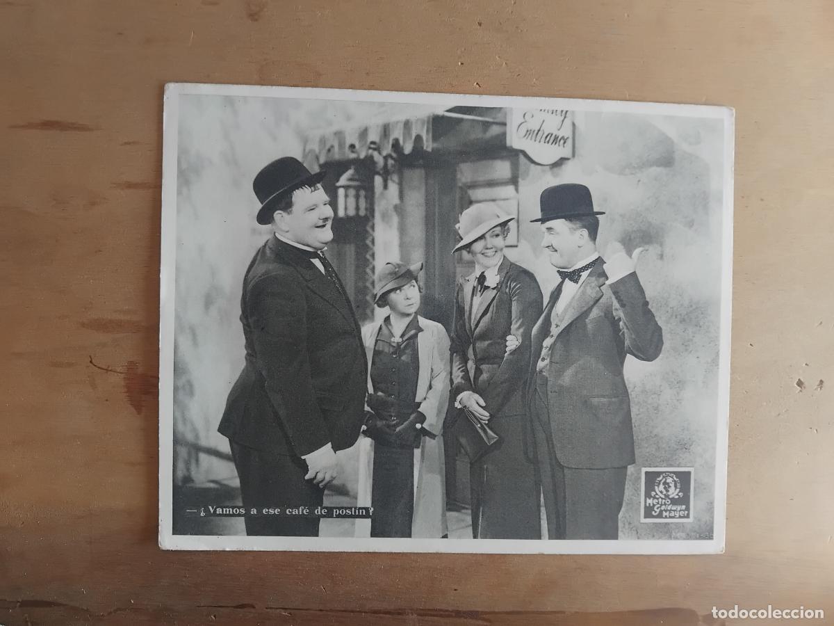 Cine: STAN LAUREL Y OLIVER HARDY FOTOCROMO ORIGINAL ESPA&Ntilde;OL. METRO GOLDWYN MAYER
