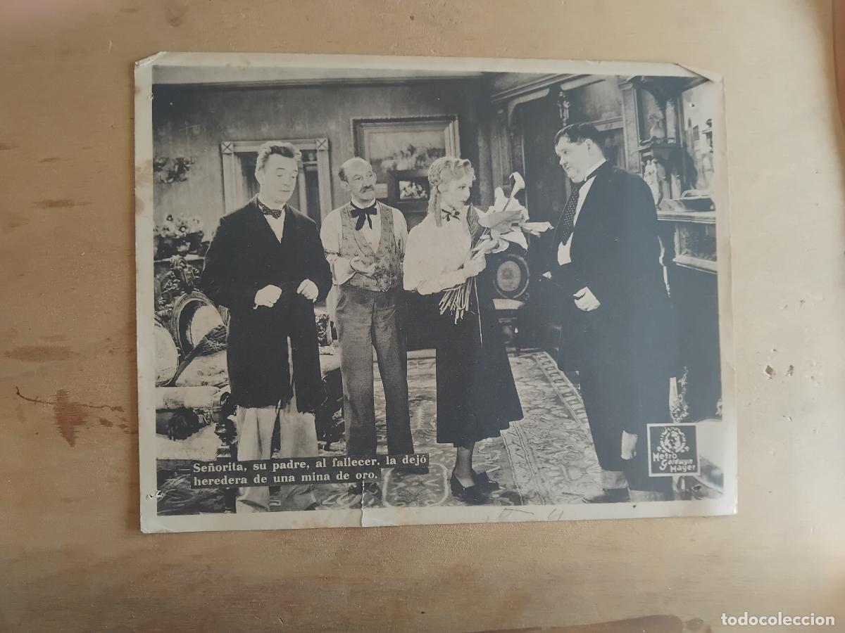 Cine: STAN LAUREL Y OLIVER HARDY FOTOCROMO ORIGINAL ESPA&Ntilde;OL. METRO GOLDWYN MAYER