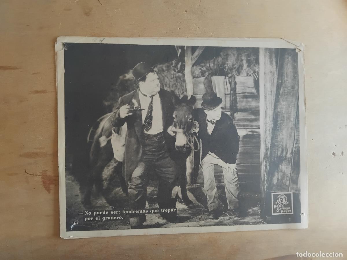 Cine: STAN LAUREL Y OLIVER HARDY FOTOCROMO ORIGINAL ESPA&Ntilde;OL. METRO GOLDWYN MAYER