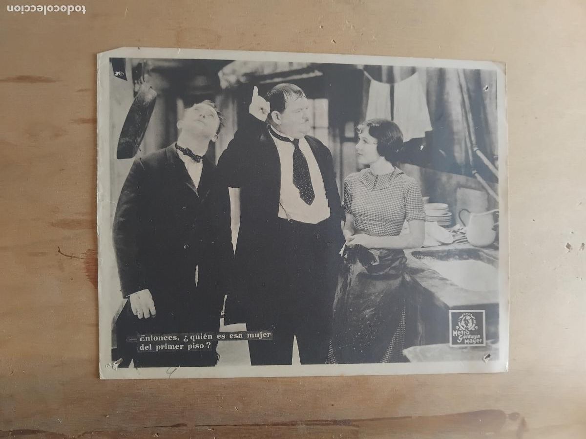 Cine: STAN LAUREL Y OLIVER HARDY FOTOCROMO ORIGINAL ESPA&Ntilde;OL. METRO GOLDWYN MAYER