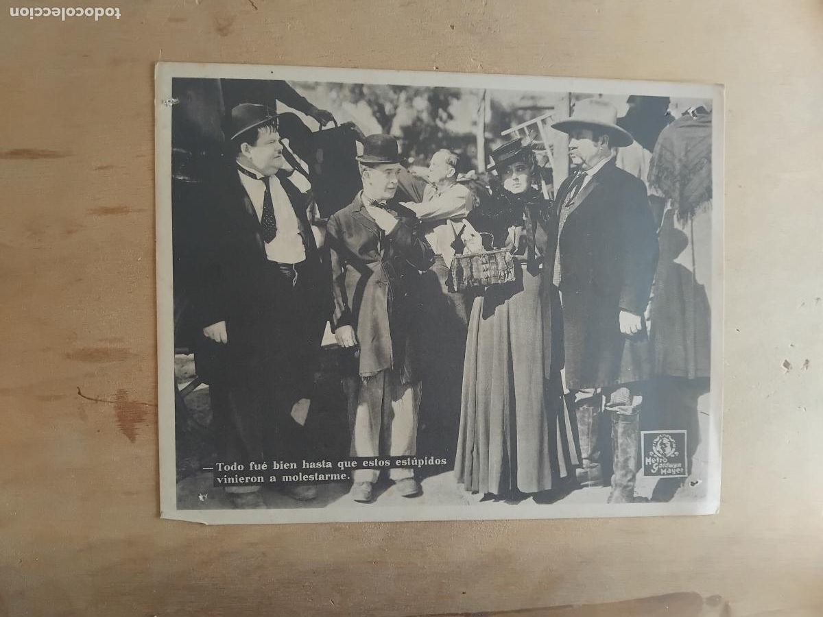 Cine: STAN LAUREL Y OLIVER HARDY FOTOCROMO ORIGINAL ESPA&Ntilde;OL. METRO GOLDWYN MAYER