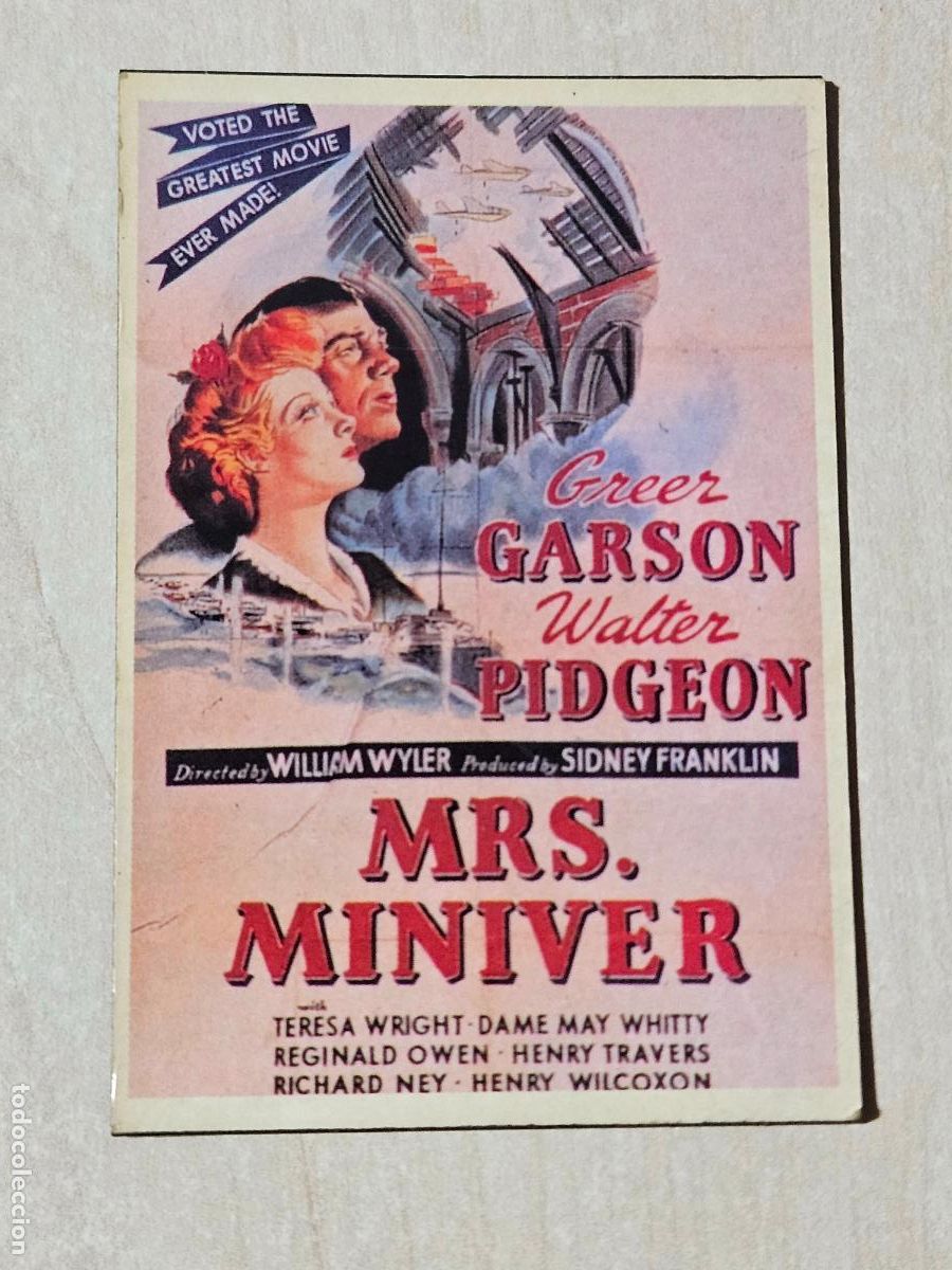 Cine: DE CINE CARTEL DE PEL&Iacute;CULA MRS. MINIVER - CL&Aacute;SICA 1970-80's. Original Coleccionista