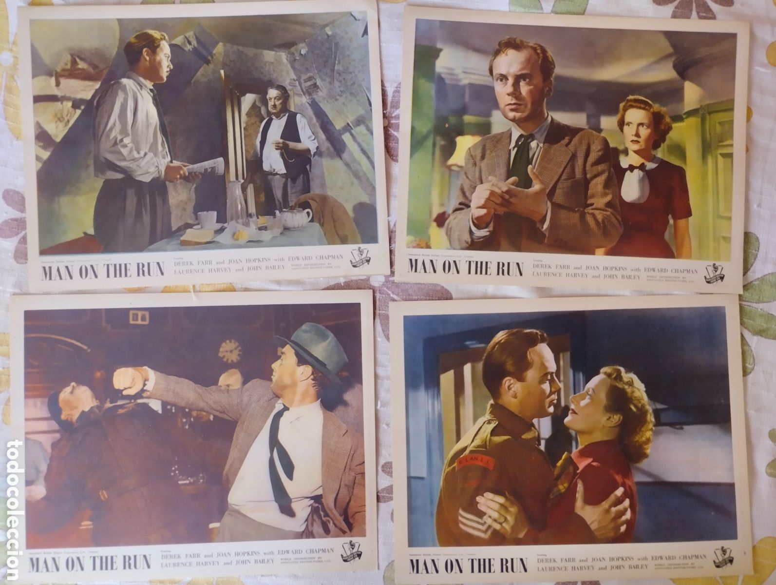 Cine: 8 LOBBY CARDS DE REINO UNIDO - MAN ON THE RUN 1948