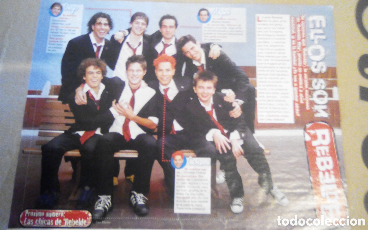 Cine: Poster hoja revista Bravo. Los chicos de la serie de televisi&oacute;n Rebelde.