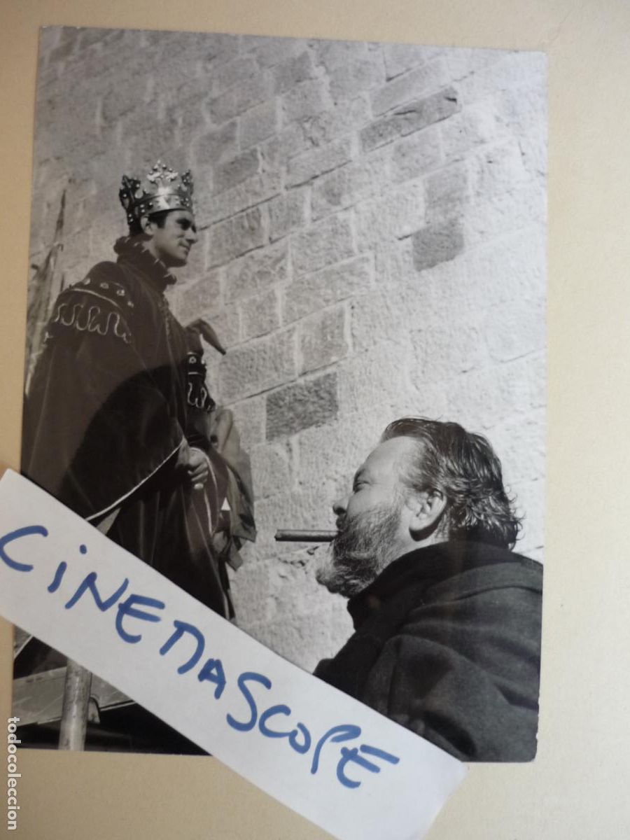Cine: orson welles - foto original b/n - american cinema filmmaker rodaje campanadas a medianoche 13x18