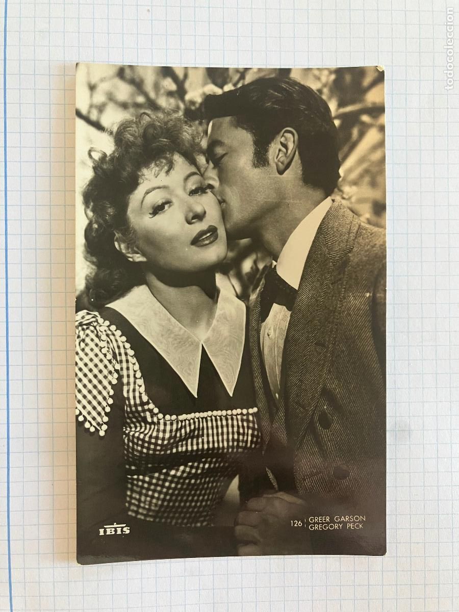 Cine: GREGORY PECK GREER GARSON - ANTIGUA POSTAL CINE ORIGINAL