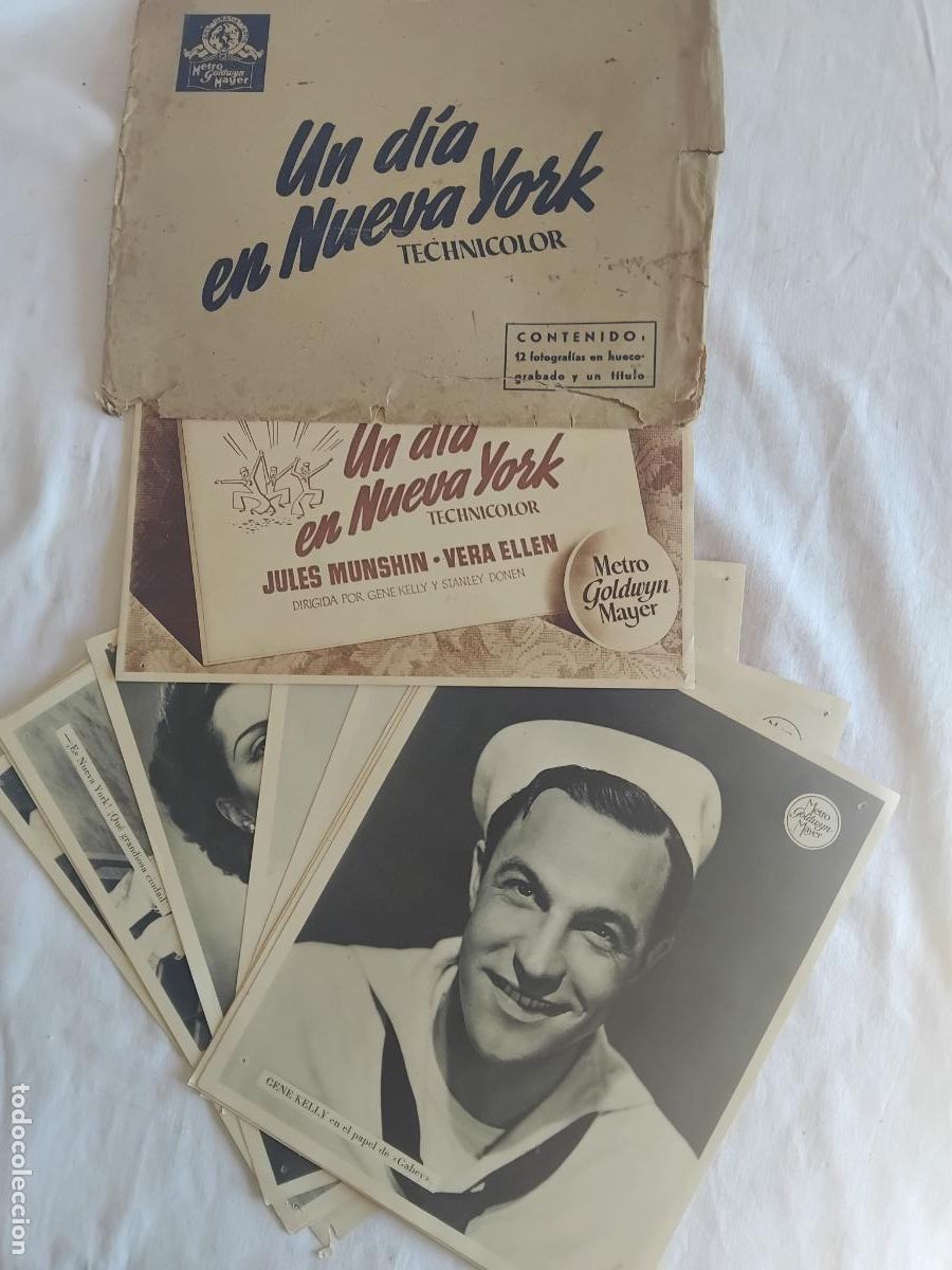 Cine: UN DIA EN NUEVA YORK. METRO GOLDWYN MAYER. 12 FOTOGRAFIAS EN HUECOGRABADO Y UN TITULO.