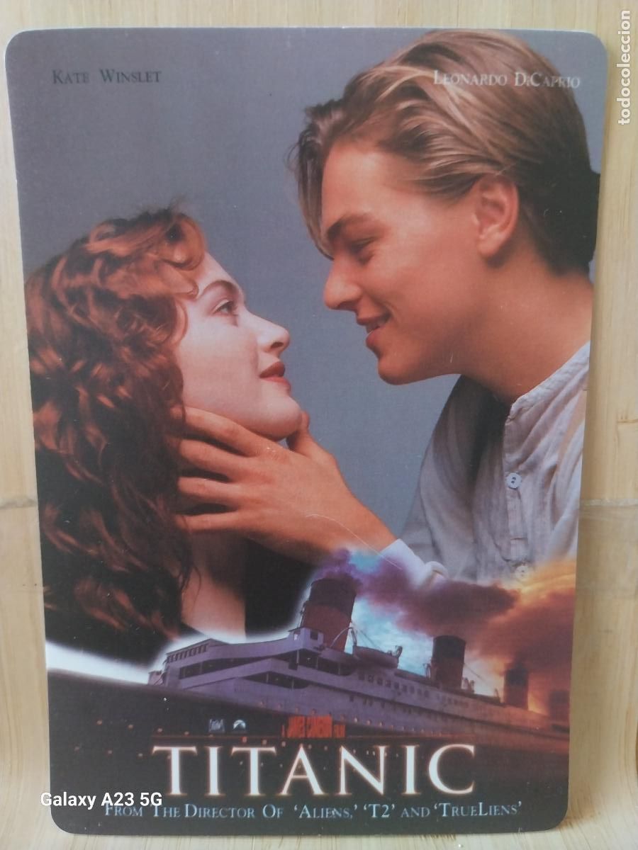Cine: TITANIC DICAPRIO WINSLET TARJETA PROMOCIONAL TAMA&Ntilde;O POSTAL PLASTICO ***