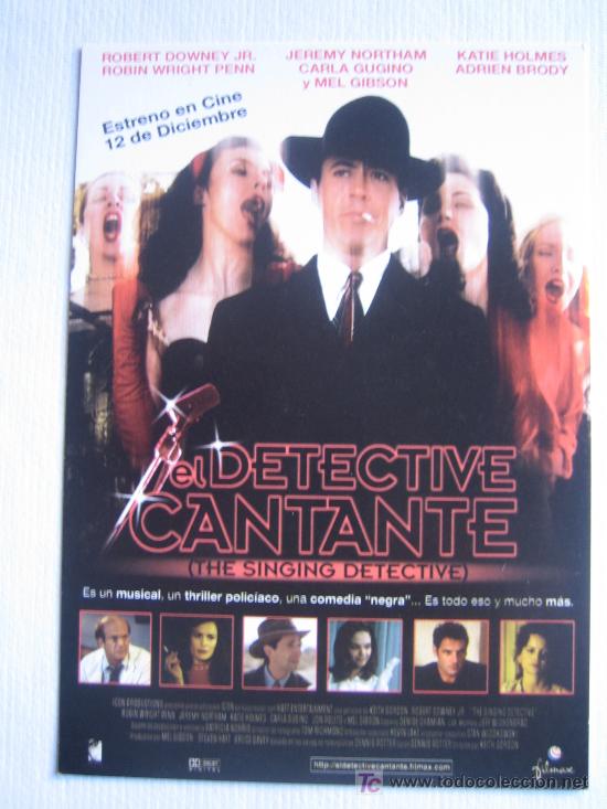 Cine: El detective cantante - folleto postal original - katie holmes robert downwy jr mel gibson