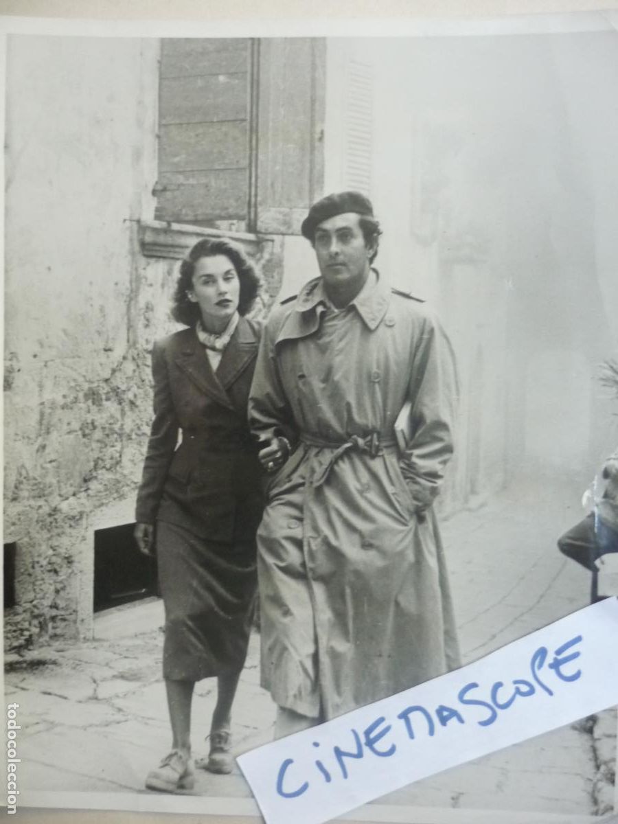 Cine: tyrone power - foto original b/n - linda christian - paseo por san marino
