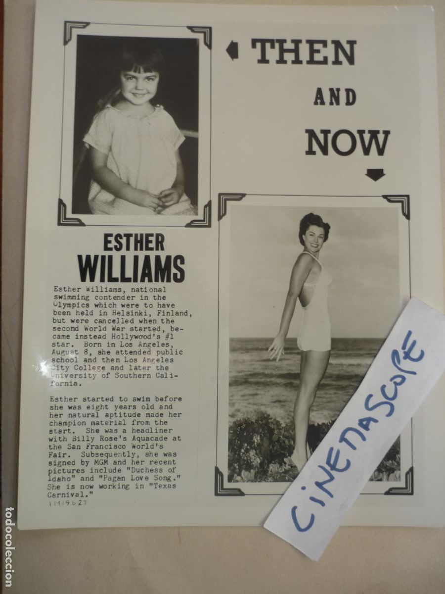 Cine: esther williams - foto original b/n - american cinema actress - swimsuit