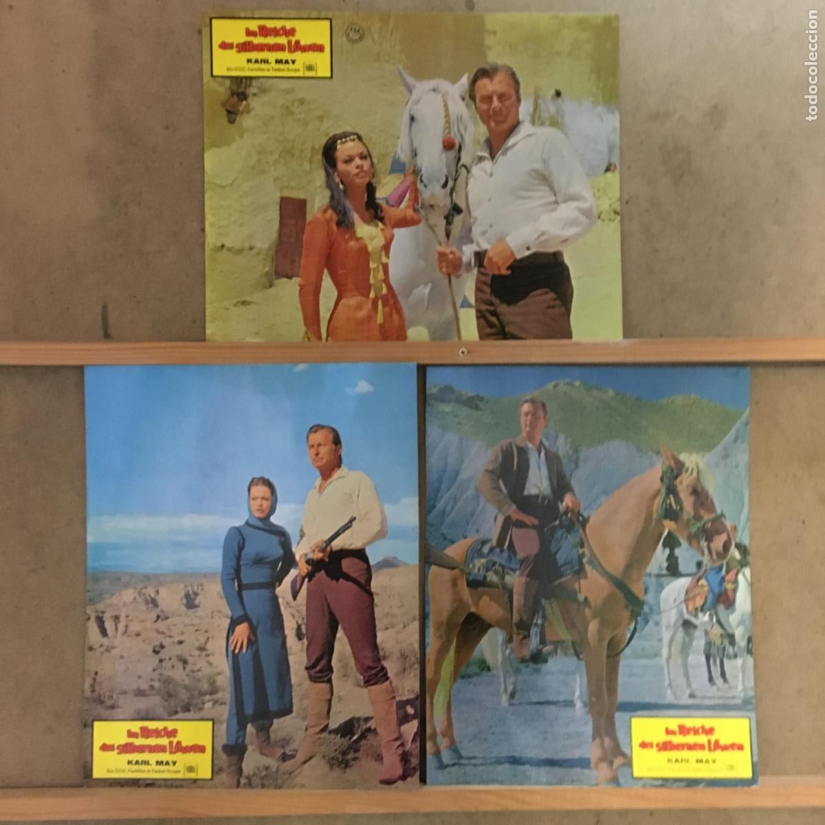 Cin&eacute;ma: AFO70 EL ATAQUE DE LOS KURDOS LEX BARKER KARL MAY 3 FOTOCROMOS ORIGINALES ALEMANES
