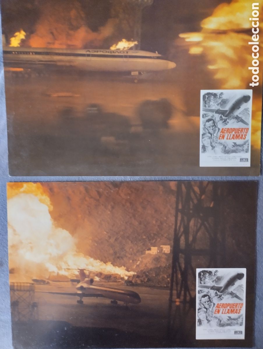 Cine: 10 FOTOCROMOS - AEROPUERTO EN LLAMAS - SET COMPLETO