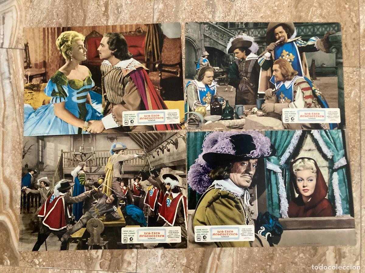 Cine: LOS TRES MOSQUETEROS / JUEGO ORIGINAL 4 FOTOCROMOS REESTRENO A&Ntilde;OS 70