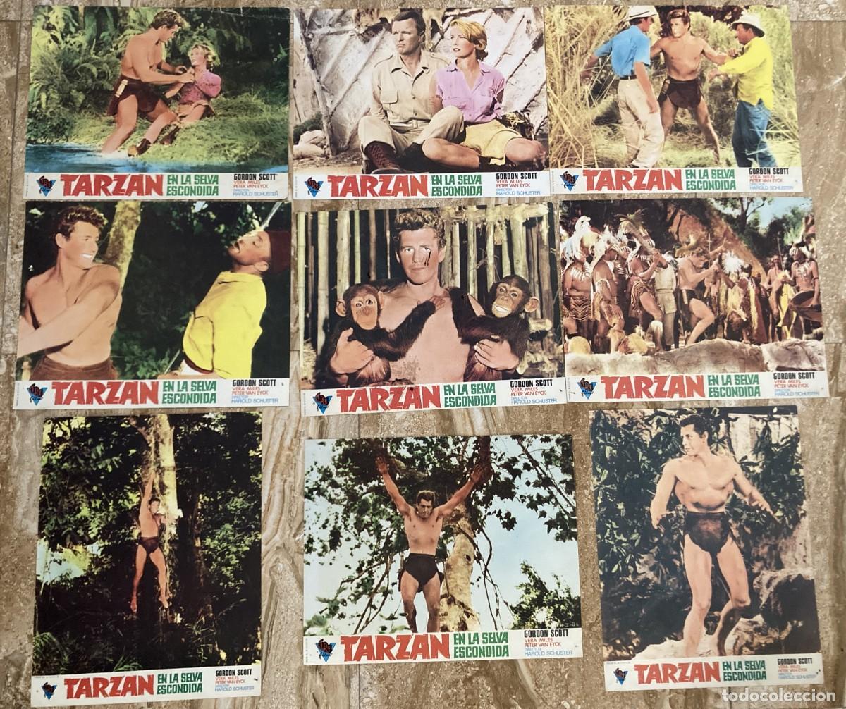 Cine: TARZAN EN LA SELVA ESCONDIDA / JUEGO ORIGINAL9 FOTOCROMOS REESTRENO