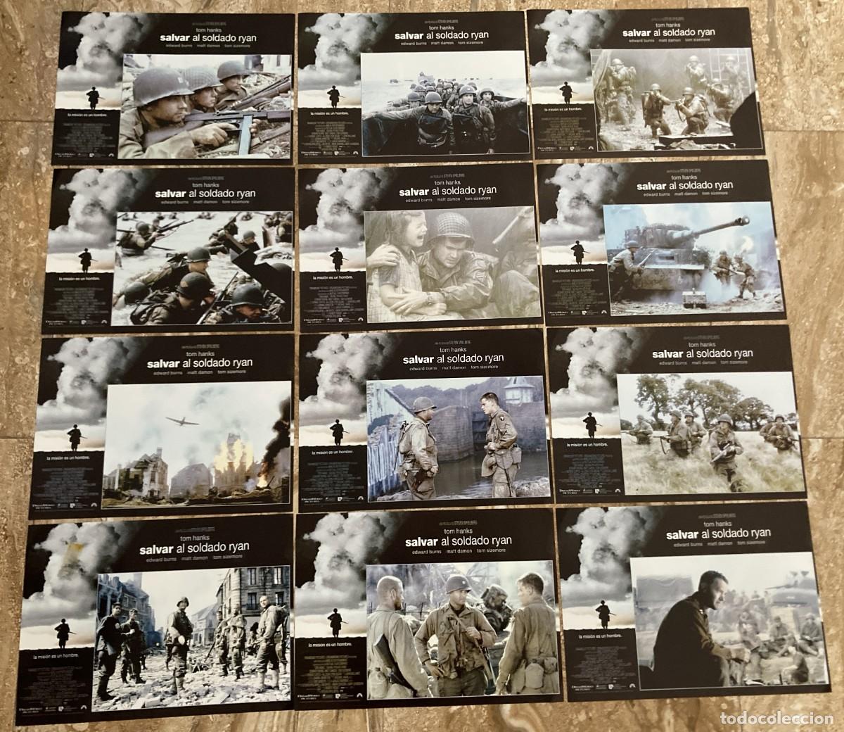 Cine: SALVAR AL SOLDADO RYAN / JUEGO COMPLETO ORIGINAL 12 FOTOCROMOS ESTRENO - Steven Spielberg