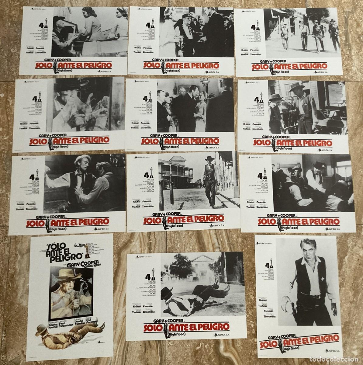 Cine: SOLO ANTE EL PELIGRO / JUEGO COMPLETO ORIGINAL 12 FOTOCROMOS REESTRENO A&Ntilde;OS 80
