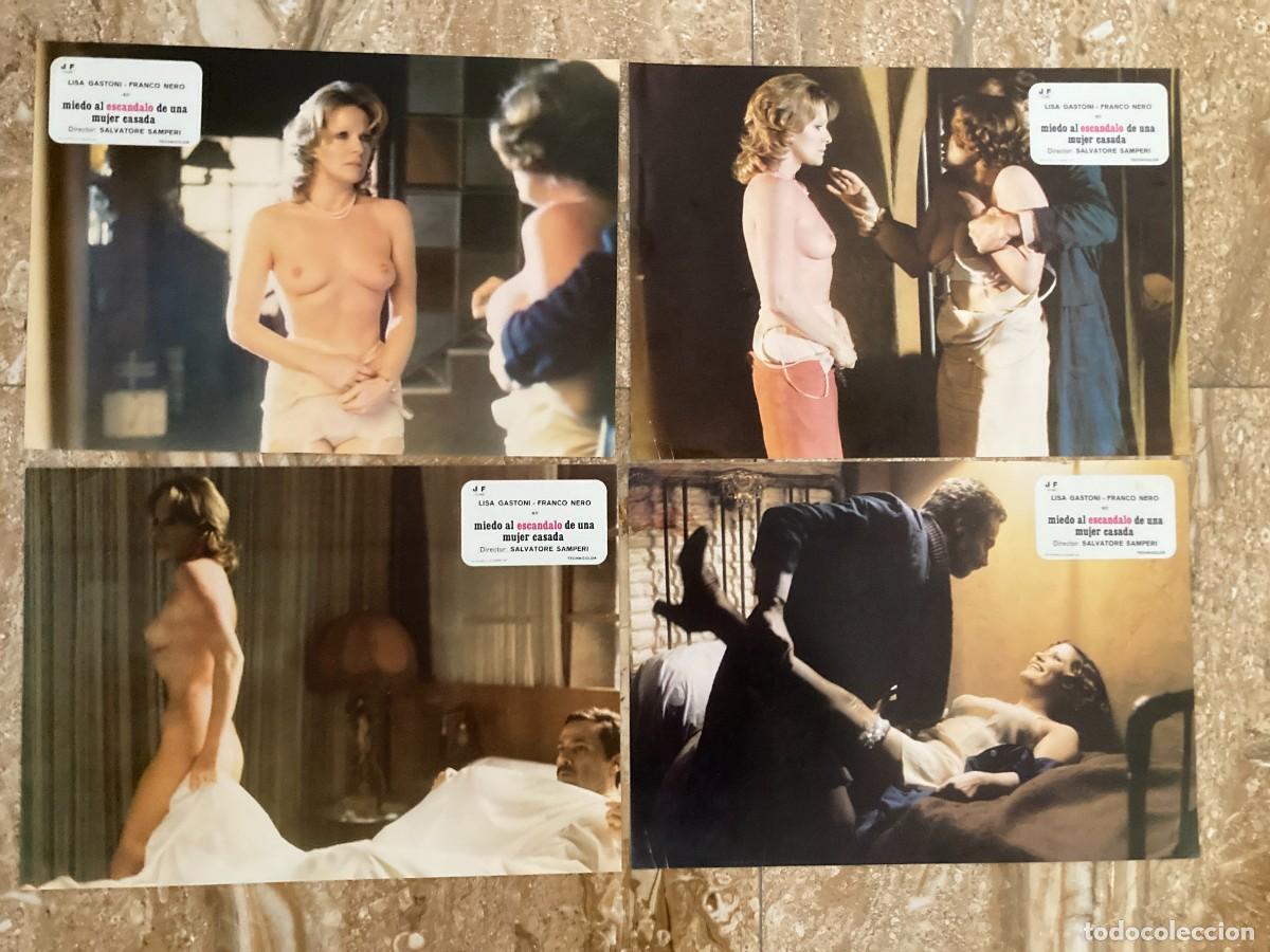 Cine: MIEDO AL ESCANDALO DE UNA MUJER CASADA / JUEGO ORIGINAL 4 FOTOCROMOS ESTRENO