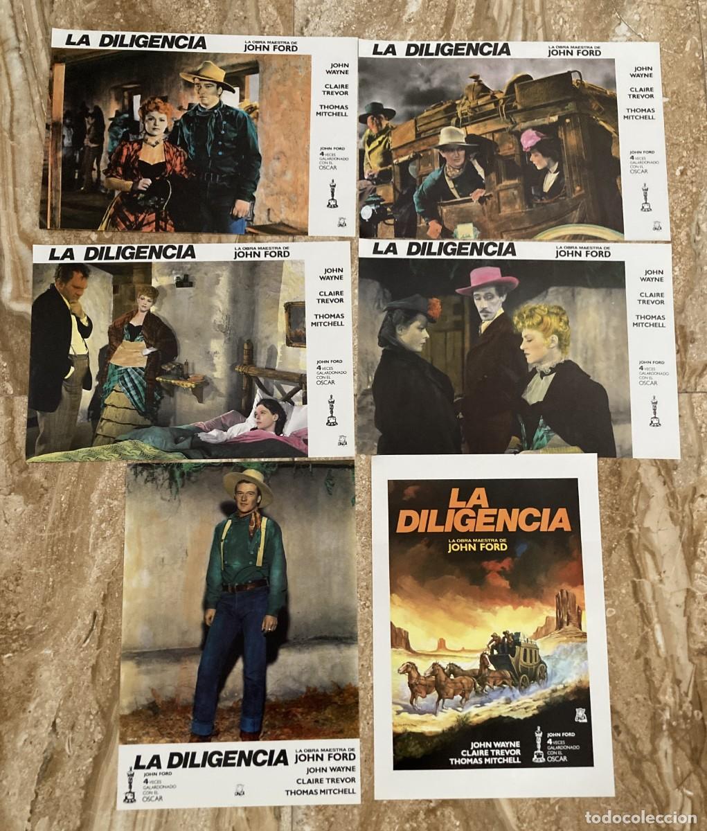 Cine: LA DILIGENCIA / JUEGO COMPLETO ORIGINAL 6 FOTOCROMOS REESTRENO A&Ntilde;OS 80