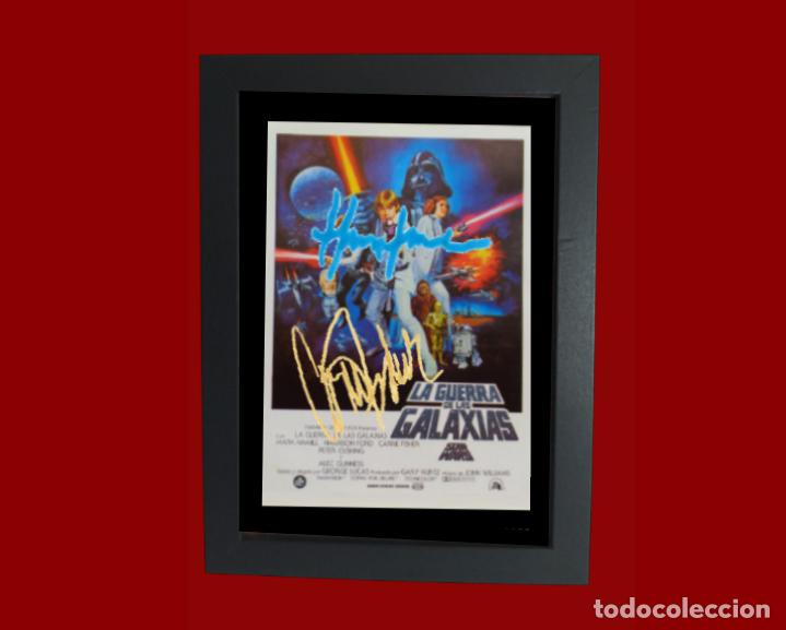 Cine: LA GUERRA DE LAS GALAXIAS, cuadro de 15 x 20 con firmas.