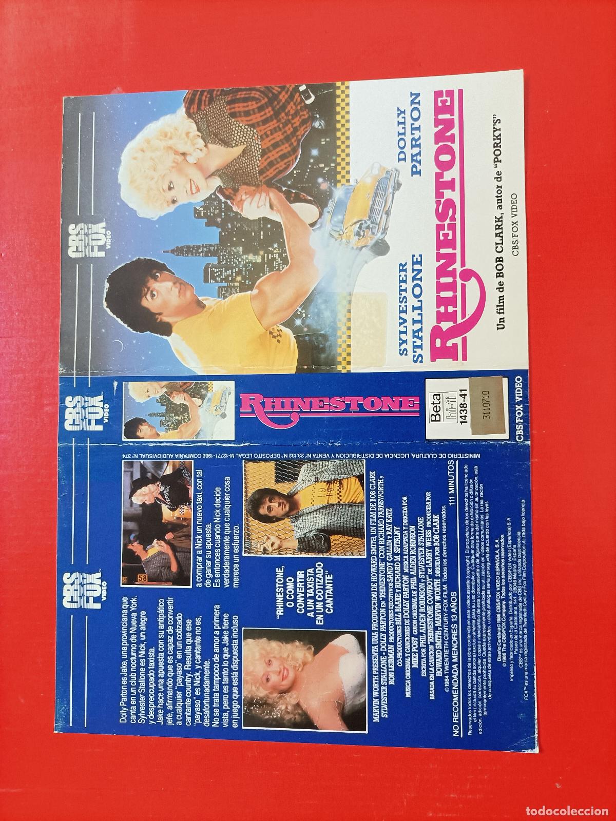 Cine: CARATULA SILVESTER STALLONE, EN LA PEL&Iacute;CULA RHINESTONE, DOLLY PARTON. LA 1&ordf; ORIGINAL.