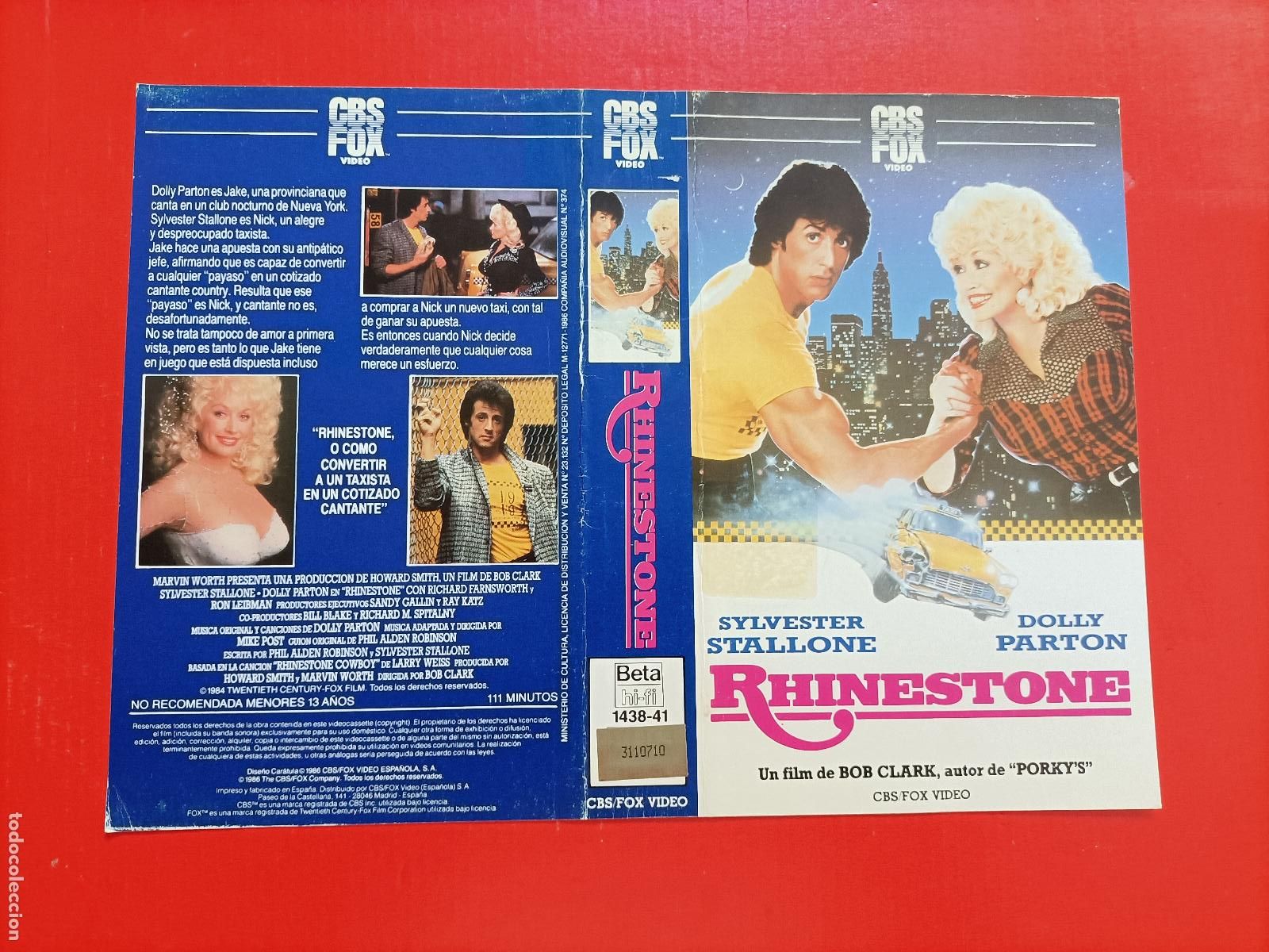 Cine: CARATULA SILVESTER STALLONE, EN LA PEL&Iacute;CULA RHINESTONE, DOLLY PARTON. LA 1&ordf; ORIGINAL.