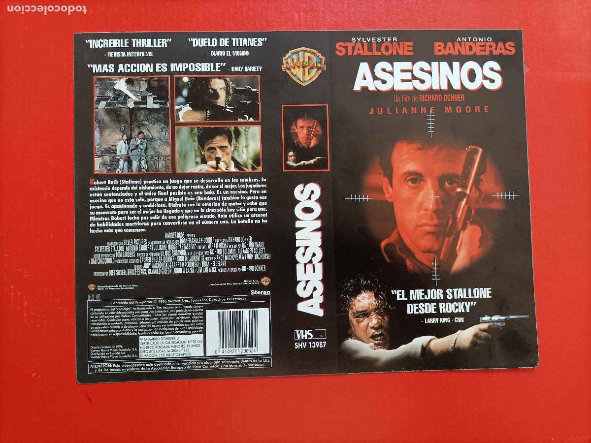 Cine: CARATULA SILVESTER STALLONE, EN LA PEL&Iacute;CULA, ASESINOS Y ANTONIO BANDERAS. LA 1&ordf; ORIGINAL.