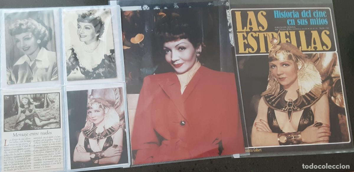 Cine: 2 Postales originales espa&ntilde;olas de Claudette Colbert y 10 recortes de prensa
