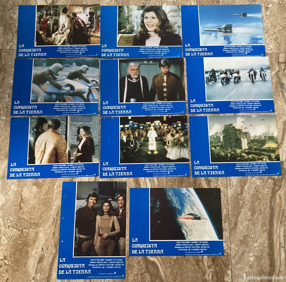 Cine: LA CONQUISTA DE LA TIERRA / JUEGO ORIGINAL 11 FOTOCROMOS ESTRENO