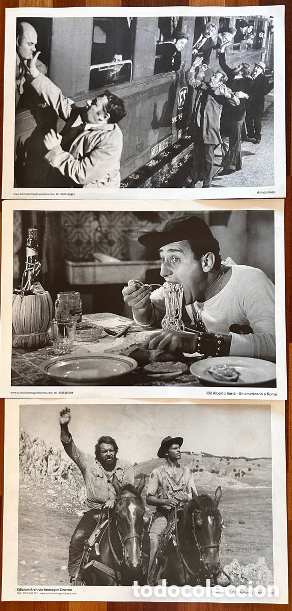 Cine: Lote de 3 fotograf&iacute;as de cine italiano &ndash; Alberto Sordi, Bud Spencer y Terence Hill