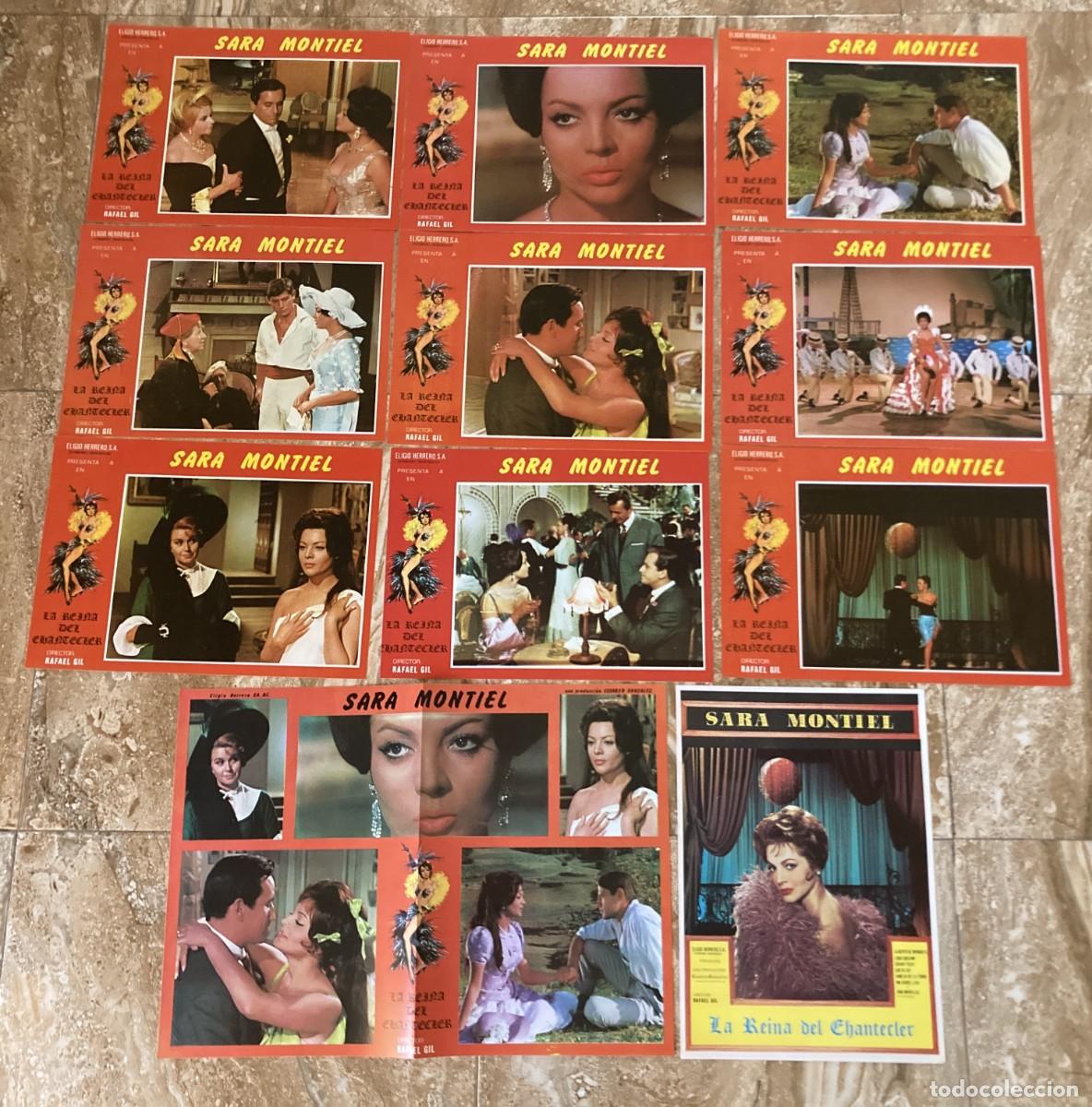 Cine: LA REINA DEL CHANTECLER / JUEGO COMPLETO ORIGINAL 11 FOTOCROMOS REESTRENO A&Ntilde;OS 70 -80 / Sara Montiel