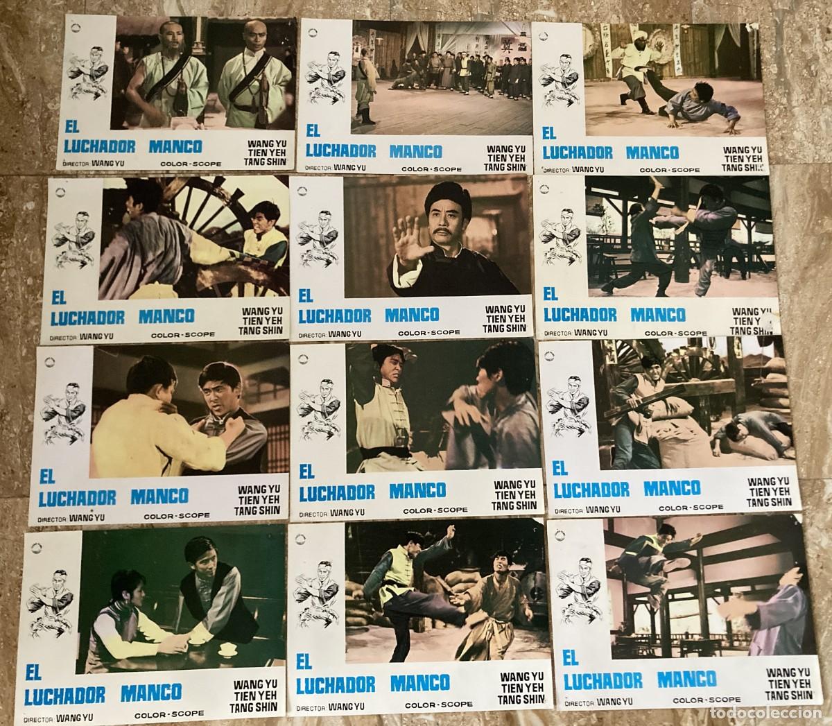 Cine: EL LUCHADOR MANCO / JUEGO COMPLETO ORIGINAL 12 FOTOCROMOS REESTRENO A&Ntilde;OS 70 - 80