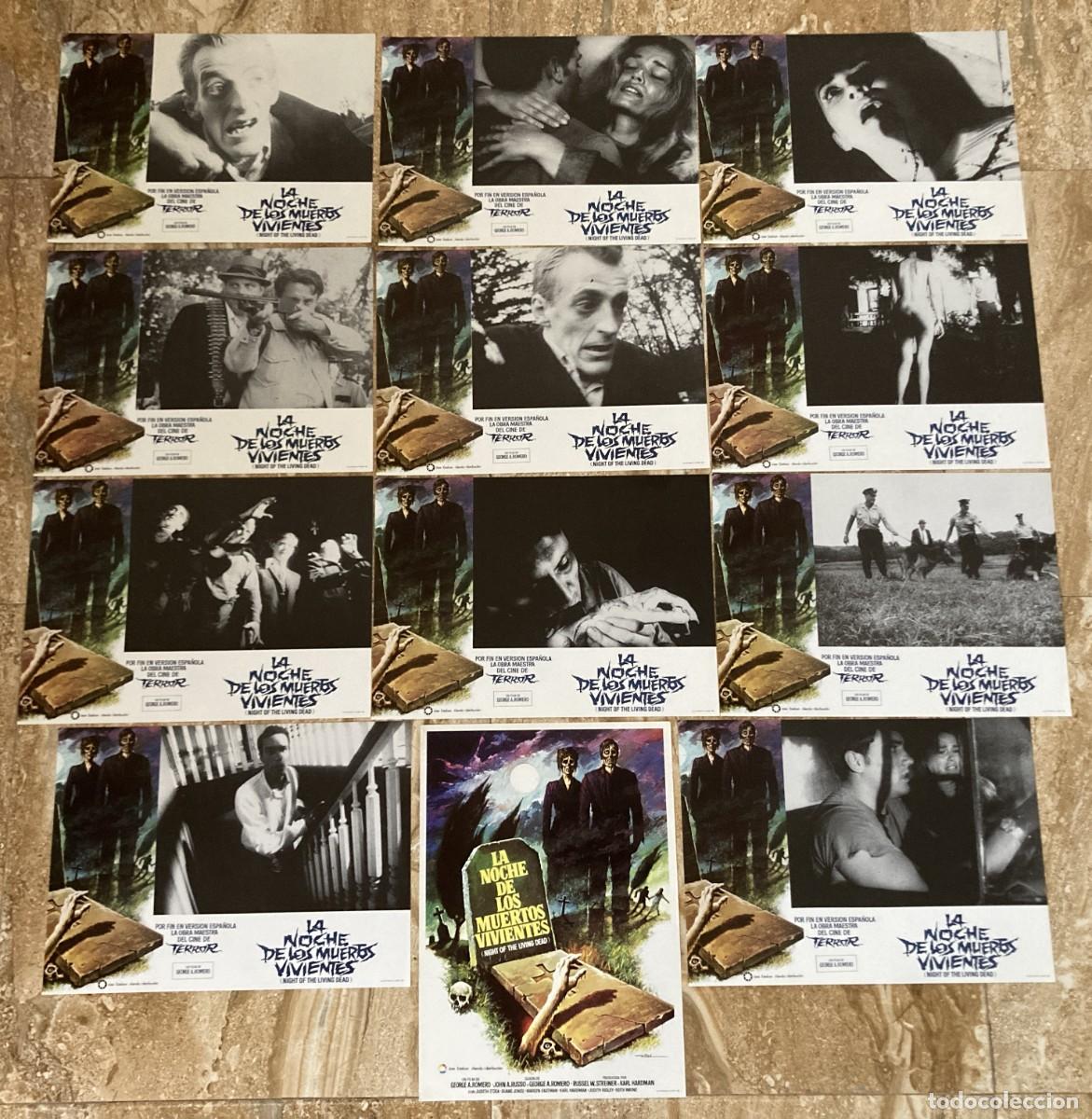 Cine: LA NOCHE DE LOS MUERTOS VIVIENTES / JUEGO COMPLETO ORIGINAL 12 FOTOCROMOS ESTRENO